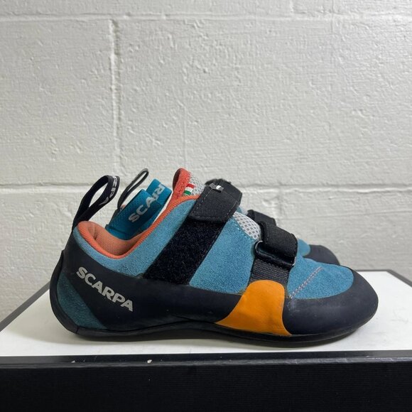 Scarpa Force V Rock Climbing Shoes Blue Black Suede Hook & Loop Women's 7 US - Picture 3 of 9